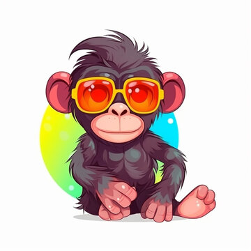 A monkey in sunglasses. AI Generated