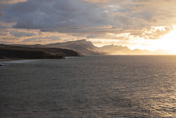 Sunset view of Fuerteventura coast in La Pared