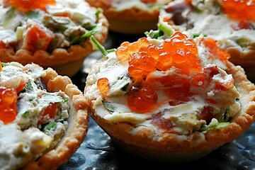 tartlets with red caviar holiday food