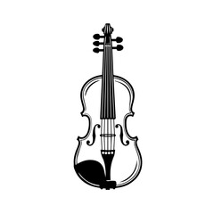 Classic Violin and Bow Vector Illustration