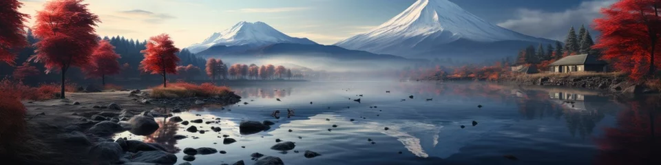 Foto op Plexiglas autumn season and fuji mountain © pector