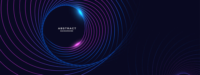 Blue abstract background with spiral circle lines, technology futuristic template. Vector illustration.	
 - obrazy, fototapety, plakaty