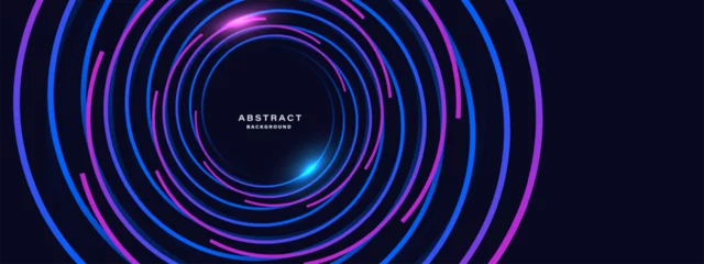 Schilderijen op glas Blue abstract background with spiral circle lines, technology futuristic template. Vector illustration.   © kanpisut