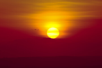 Sunset and beautiful light, sunlight illuminating the colorful sky, clouds