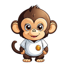 Obraz premium Cute Monkey Illustration with Transparent Background for Sticker