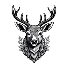 Deer Head Illustration with Transparent Background for Sticker