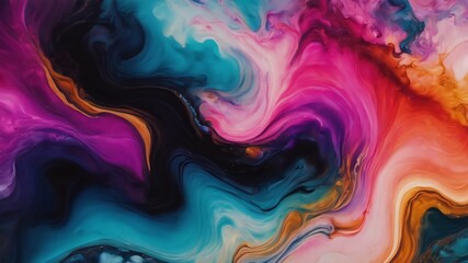Natural luxury abstract fluid art painting in alcohol ink technique. Tender and dreamy wallpaper. Mixture of colors creating transparent waves and black swirls.Ai generative