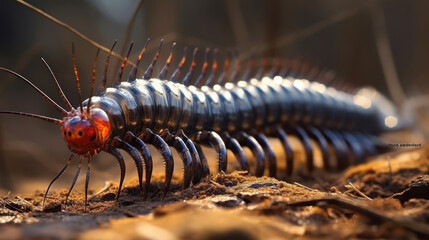 Centipede in motion, capturing its agile and swift movement