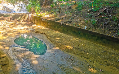 Open sewerage system in the tropical jungle mountains Mexico.