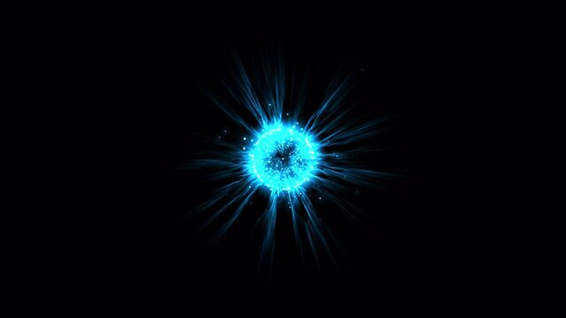 Sphere of subatomic particles, matter, dark matter and antimatter. Camera zooming in full-screen with alpha channel as the transparent background, possible transition, wipe