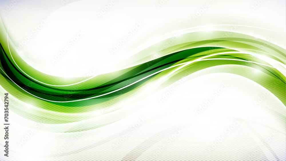 Wall mural ecology abstract vector background. natural flow energy concept backdrop. green wave design promotin