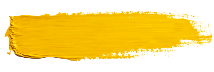 Yellow stroke of paint isolated on transparent background