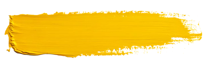 Keuken spatwand met foto Yellow stroke of paint isolated on transparent background © Prasanth
