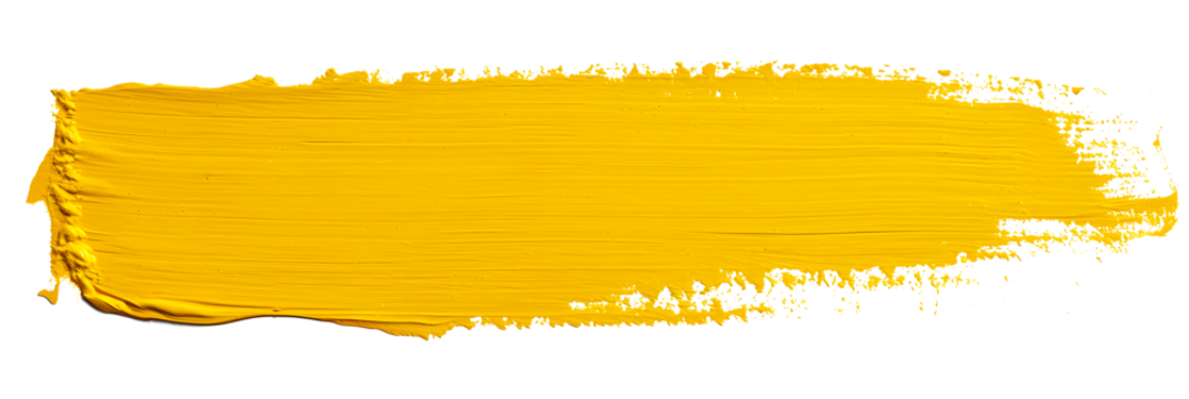 Yellow stroke of paint isolated on transparent background