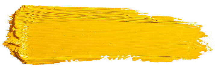 Yellow stroke of paint isolated on transparent background