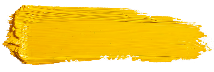 Yellow stroke of paint isolated on transparent background