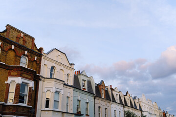 Fototapeta na wymiar View of traditional residential street in English town