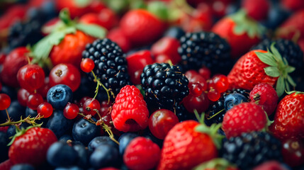 Assorted Fresh Berries Macro Background Texture