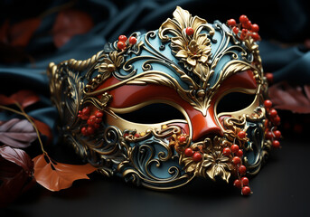 Venetian carnival mask. Tradition and glamour. AI generated