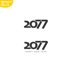 Creative Happy New Year 2077 Logo Design
