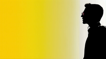 silhouette of a man with headphone yellow gradiences white yellow background 
