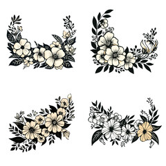 line divider, floral divider png, divider svg, divider illustration, flower, tattoo, design, floral, vector, pattern, ornament, decoration, illustration, leaf, element, tribal, plant, set, black, art,