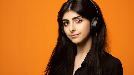 Middle eastern  girl with headphones 