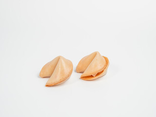 Fortune cookies on a white background. Fortune cookies close up.