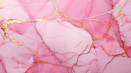 Abstract pink marble background with golden veins pain	
