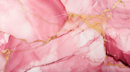 Abstract pink marble background with golden veins pain