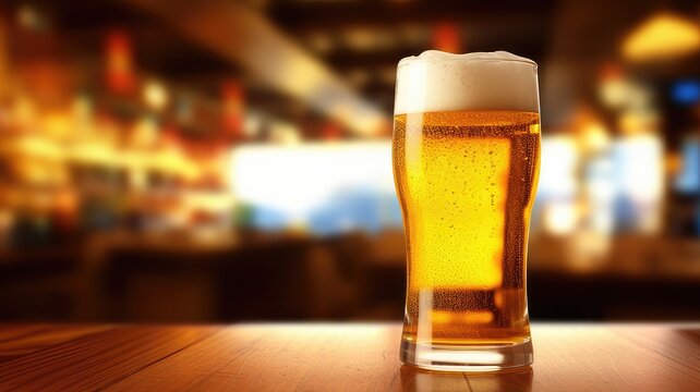 bar pub beer cup glass draft beer. ale homebrewed focus bokeh