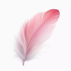 Soft and light feather with pink and white gradient isolated on white, AI generator