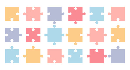Set of puzzle pieces. Isolated vector objects.