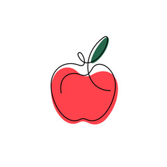 Red apple continuous line vector icon