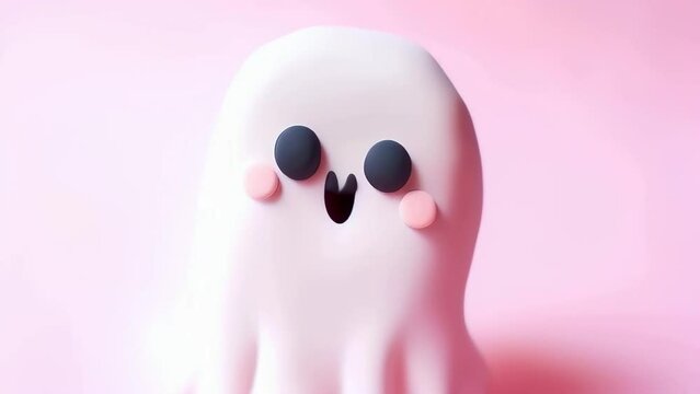 A cute ghost made of clay speaks.