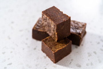 Homemade chocolate peanut butter fudge