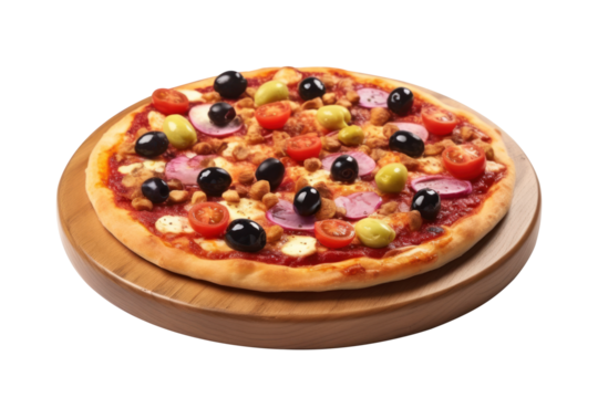 Mediterranean Style Vegetarian Pizza on Transparent Background. - Powered by Adobe