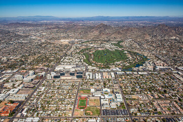 Aerial view looking from South to North over the 24th Street & Camelback Road area
