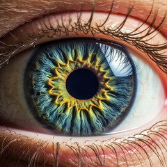 Close-Up of Human Eye with Detailed Iris
