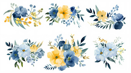 Obraz premium Floral frame with watercolor flowers, decorative flower background pattern, watercolor floral border background