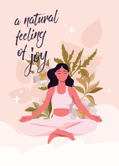 yoga international day poster template classical cartoon lady.