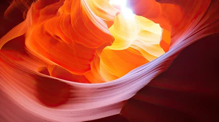 Afwasbaar Fotobehang Rood Beautiful landscape view of artistic lower Antelope Canyon Arizona with orange golden sunlight created with Generative AI Technology