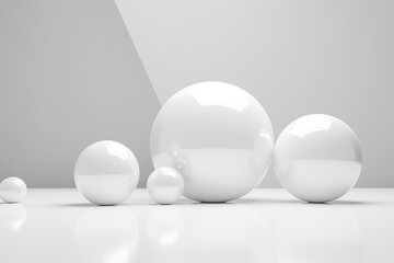 Fototapeta na wymiar Floating spheres 3d rendering empty space for product show