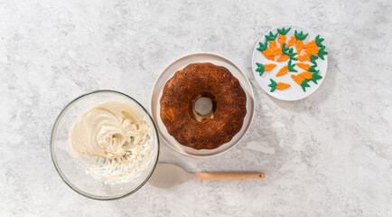 Carrot bundt cake with cream cheese frosting