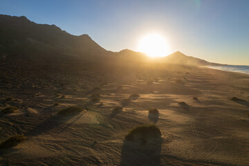 Aerial view of Cofete beach at Fuerteventura