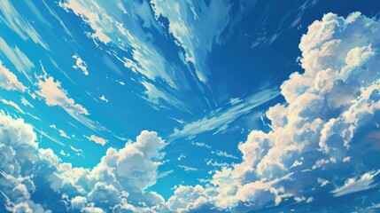 Obrazy na Plexi  blue sky with clouds, manga, anime, comic style generative ai