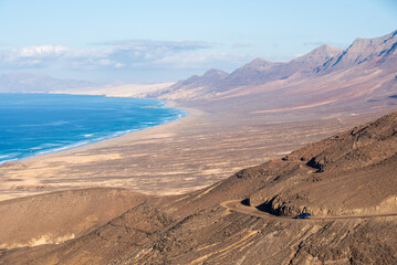 Aerial view of Cofete beach at Fuerteventura