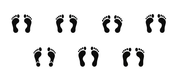 A group of black and white footprints