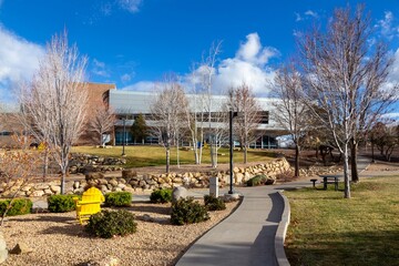 Pedestrian Student Pathway at Famous Embry Riddle Aeronautical University Campus, Prescott Arizona USA