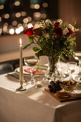 festive table serving at home on valentine's day